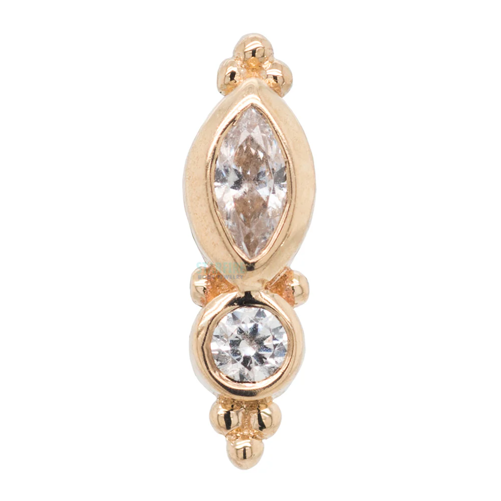 "Mai Marquise" Threaded End in Gold with White CZ's - Image 3