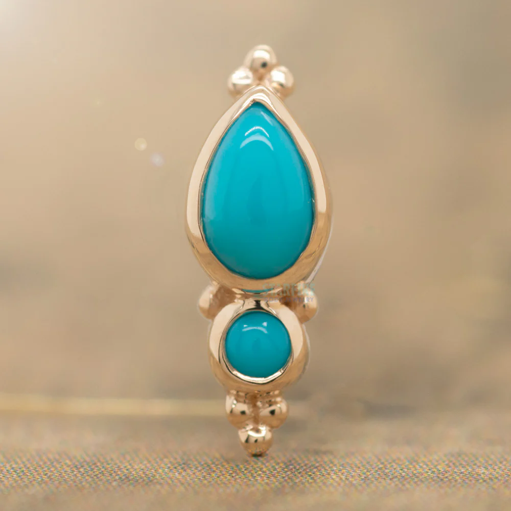 "Mai" Threaded End in Gold with Turquoise - Image 2