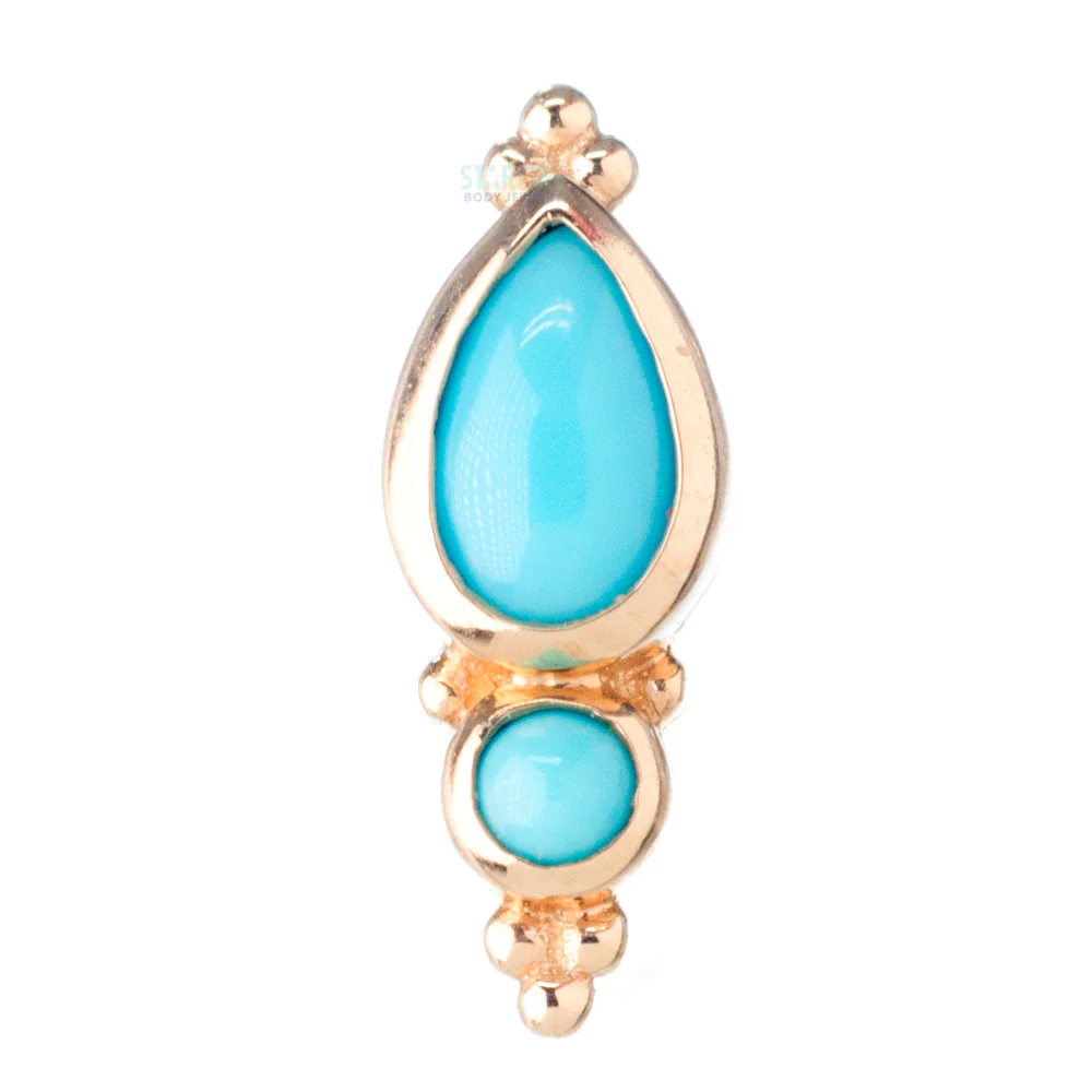"Mai" Threaded End in Gold with Turquoise - Image 3