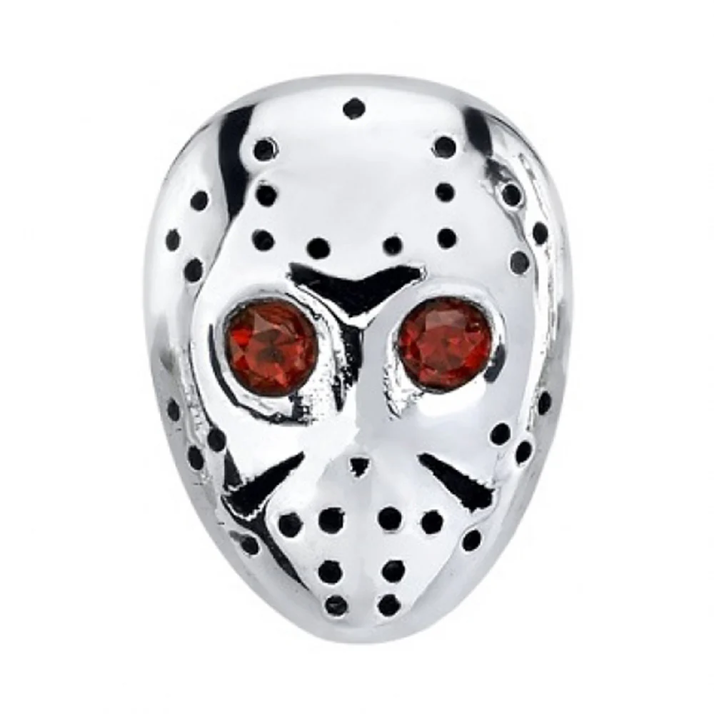 "Mama's Boy Hockey Mask" Threaded End in Gold & Platinum with Garnet