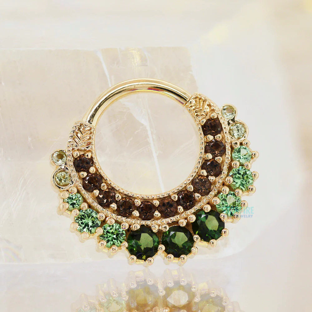 "Marilyn" Hinge Ring in Gold with Smoky Quartz, Peridot, Tsavorite & Green Tourmaline