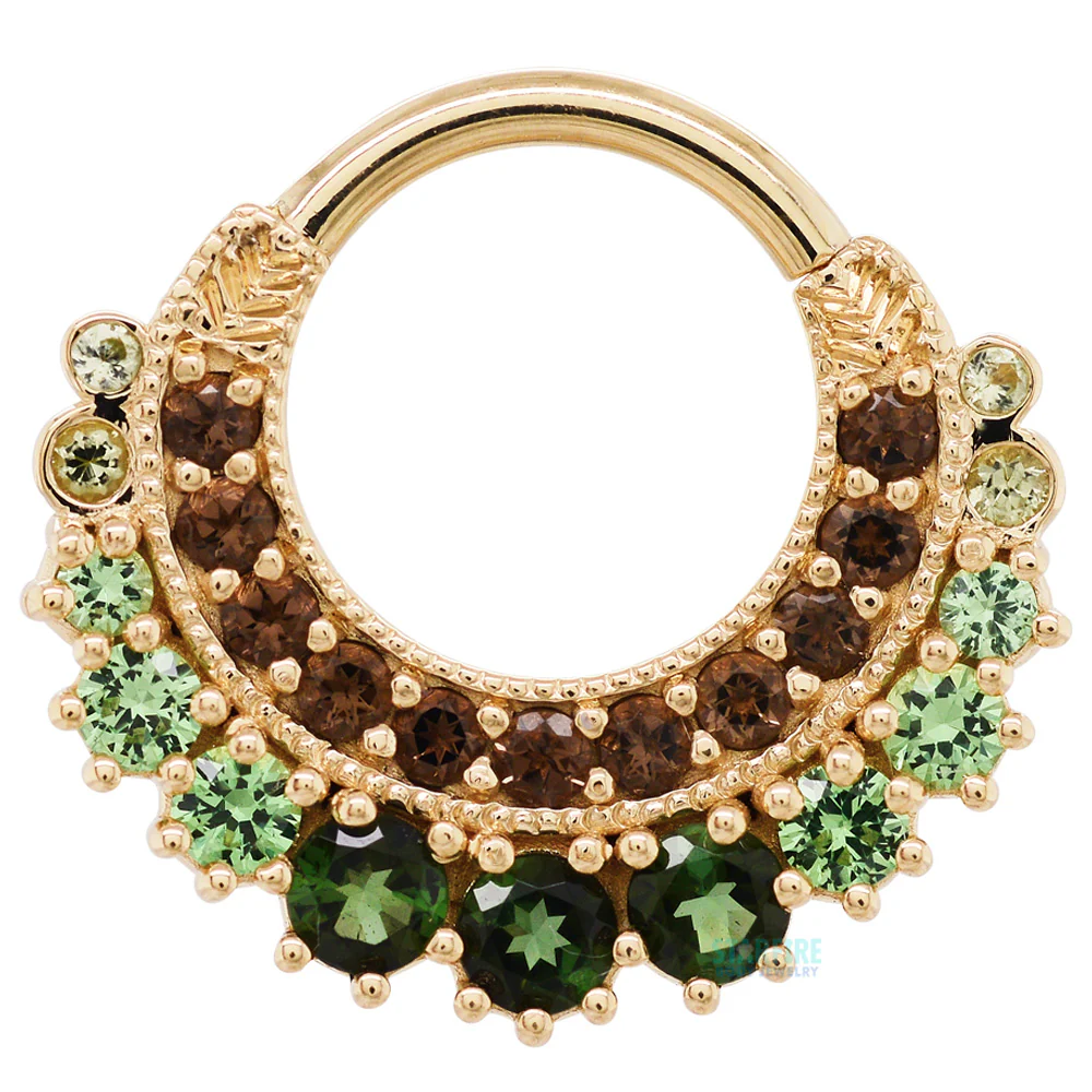 "Marilyn" Hinge Ring in Gold with Smoky Quartz, Peridot, Tsavorite & Green Tourmaline - Image 3