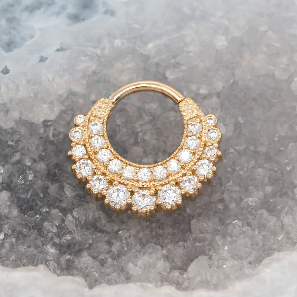 "Marilyn" Hinge Ring in Gold with White CZ's - Image 2
