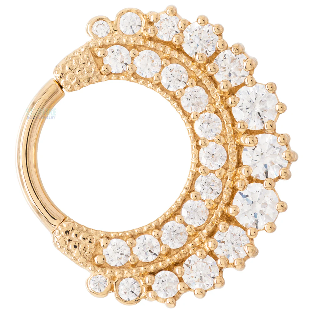 "Marilyn" Hinge Ring in Gold with White CZ's - Image 3