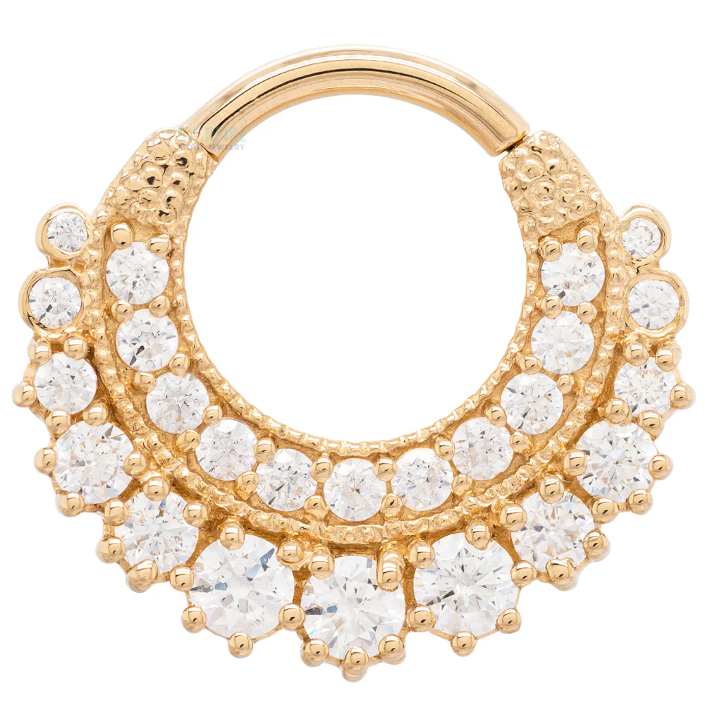"Marilyn" Hinge Ring in Gold with White CZ's - Image 4