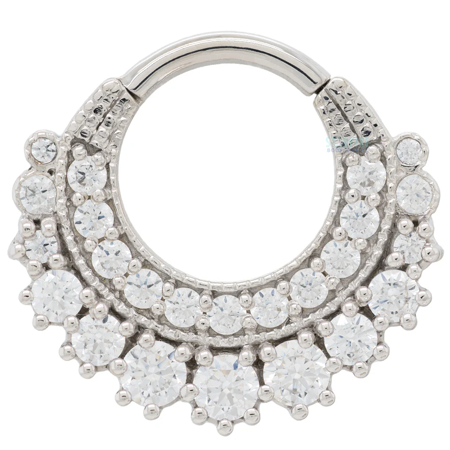 "Marilyn" Hinge Ring in Gold with White CZ's - Image 5