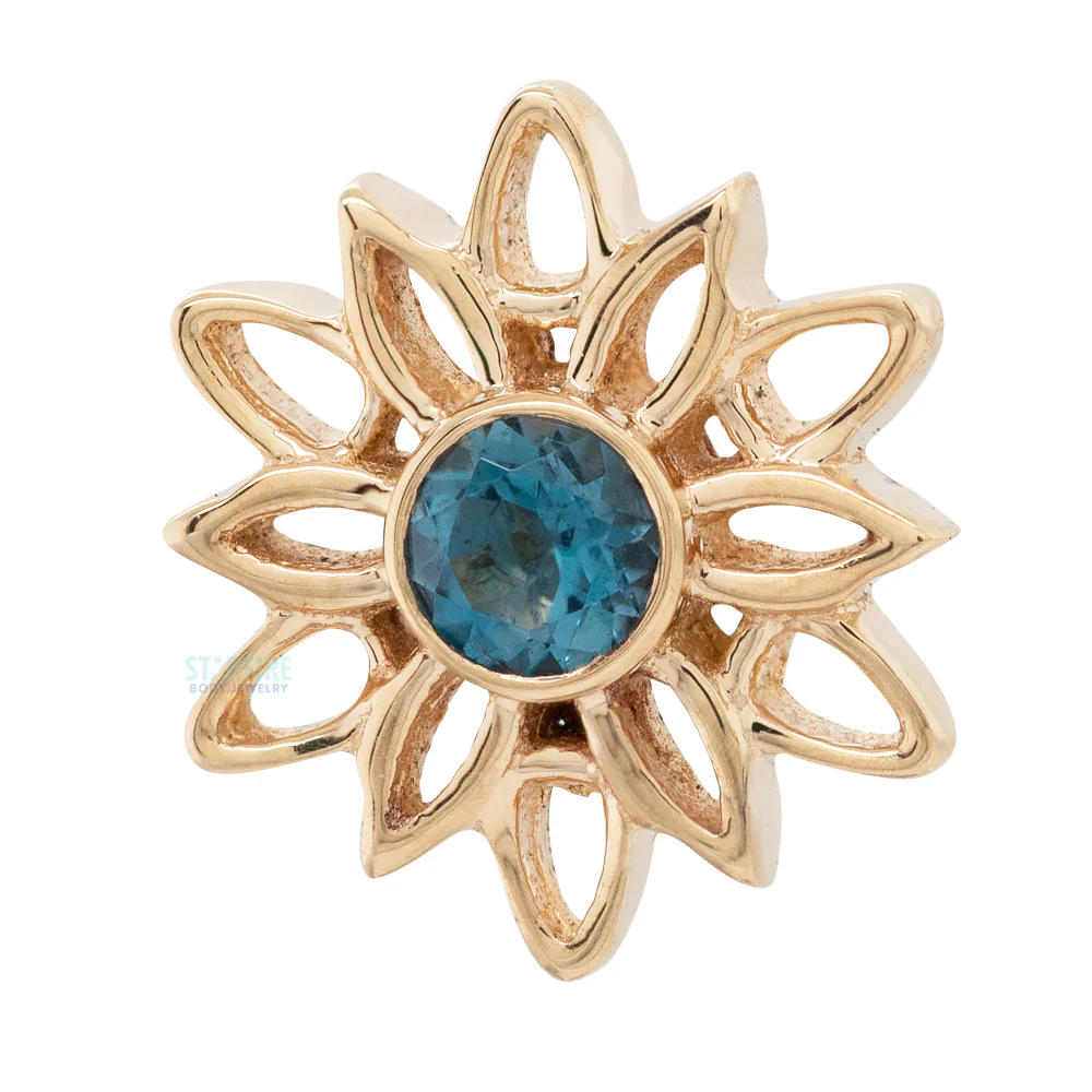 "Marisol" Threaded End in Gold with London Blue Topaz