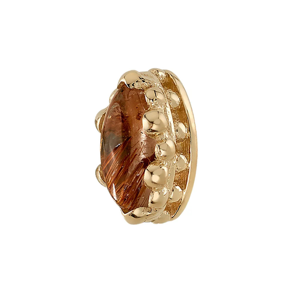 Marquise Crown Prong Threaded End in Gold with Rutilated Quartz - Image 2