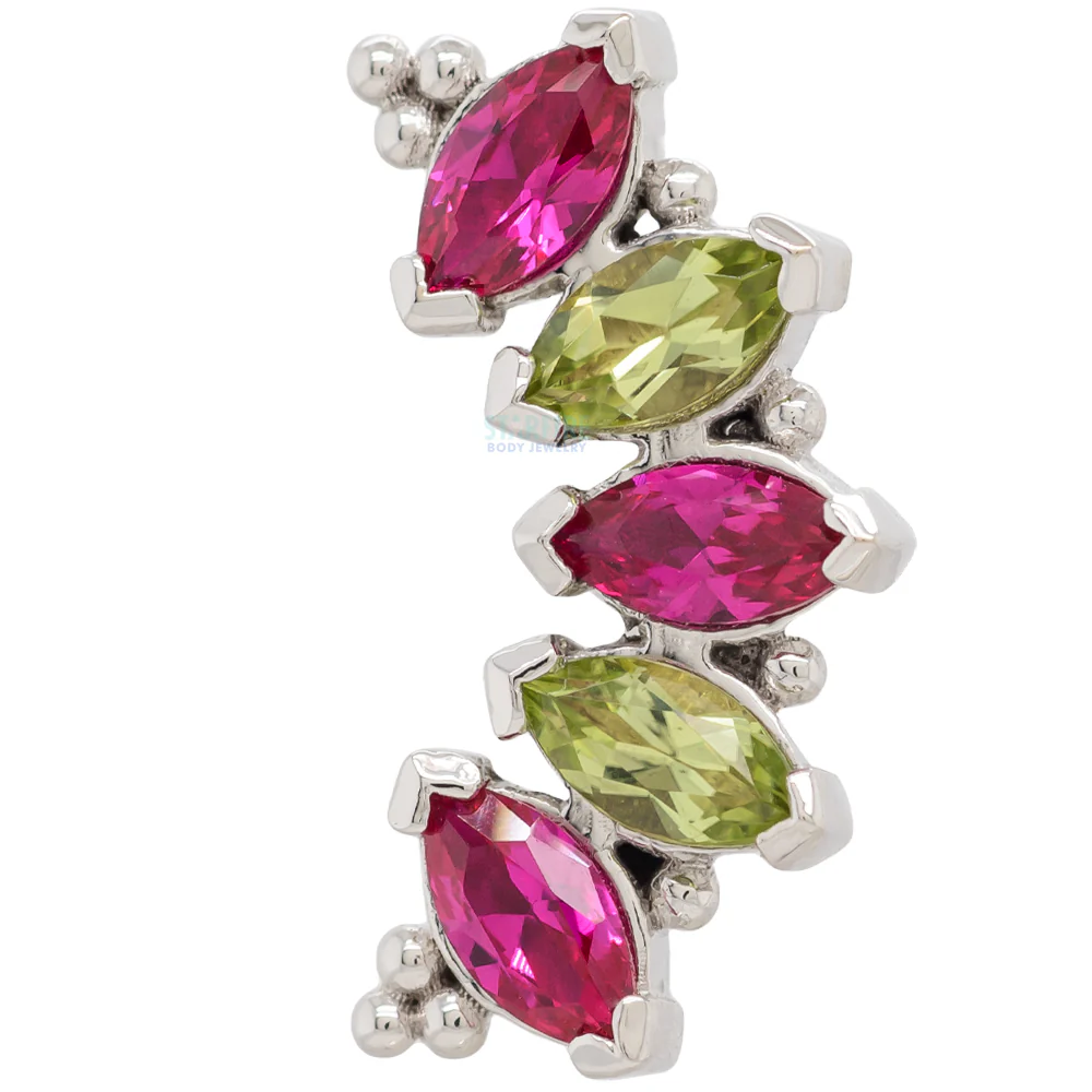Marquise "Panaraya" Threaded End in Gold 'Holiday Collection' with Red & Peridot