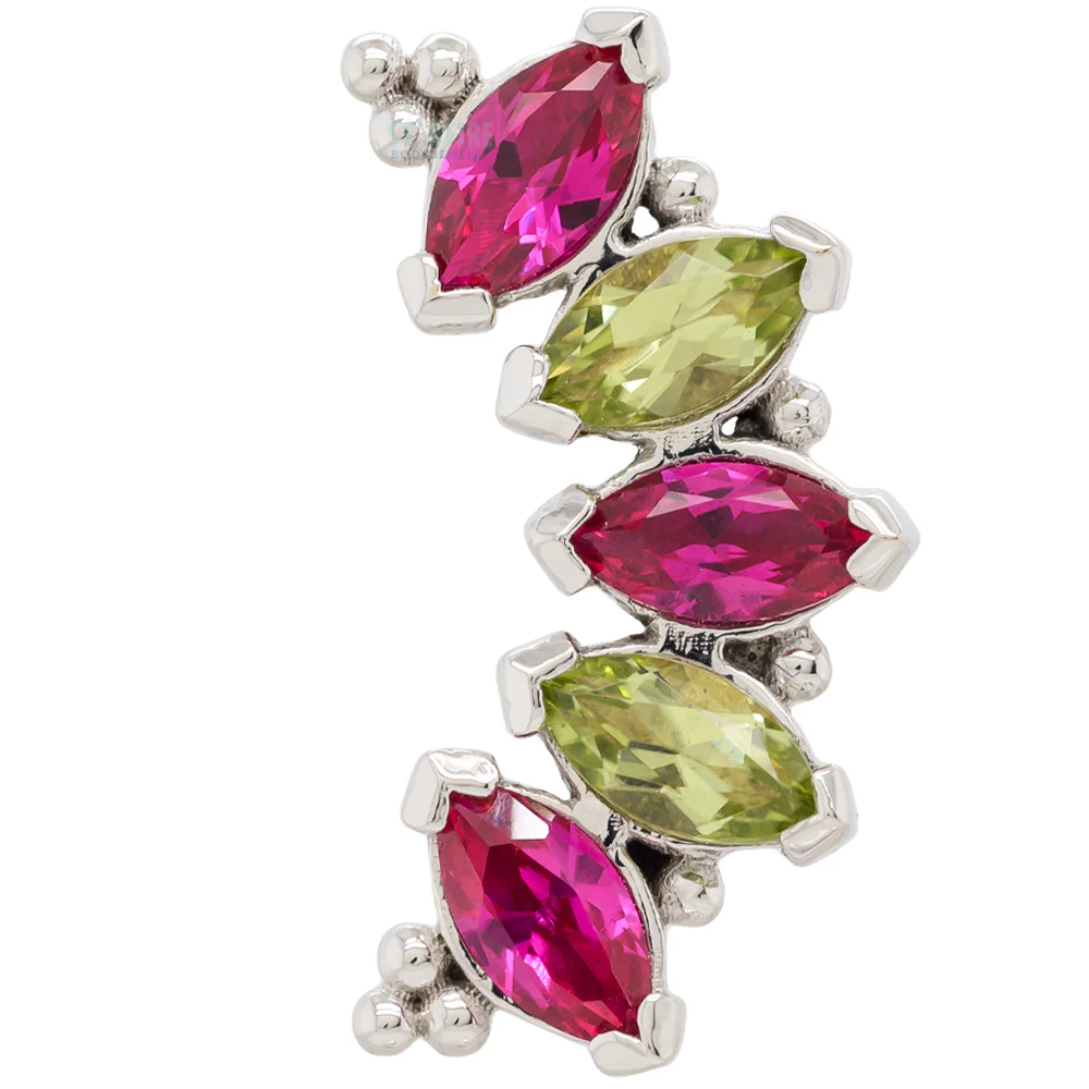 Marquise "Panaraya" Threaded End in Gold 'Holiday Collection' with Red & Peridot - Image 3