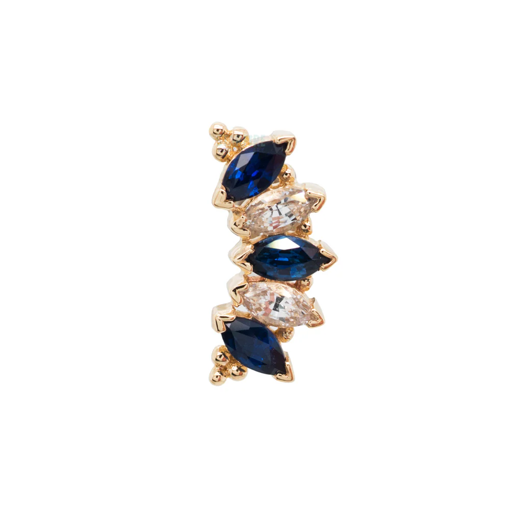 Marquise "Panaraya" Threaded End in Gold with Blue Sapphires & White Sapphires - Image 3
