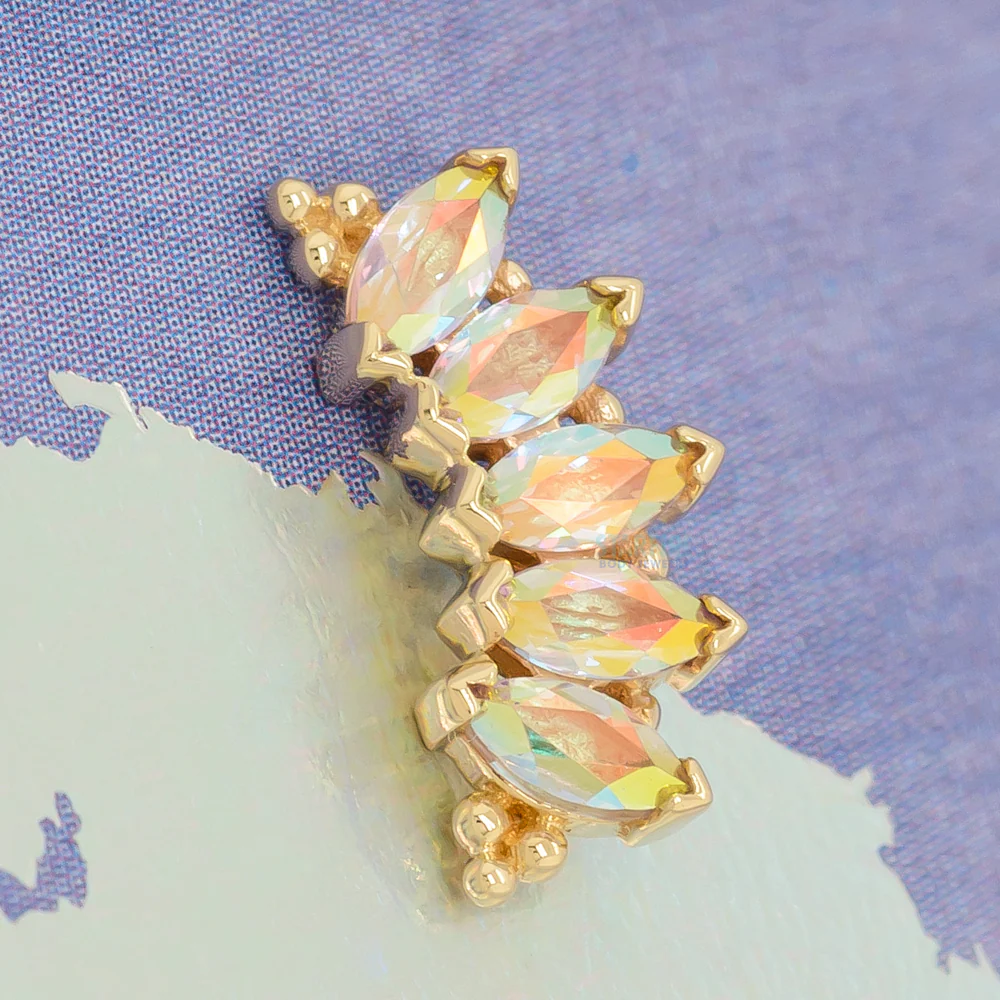 Marquise "Panaraya" Threaded End in Gold with Mercury Mist Topaz' - Image 3