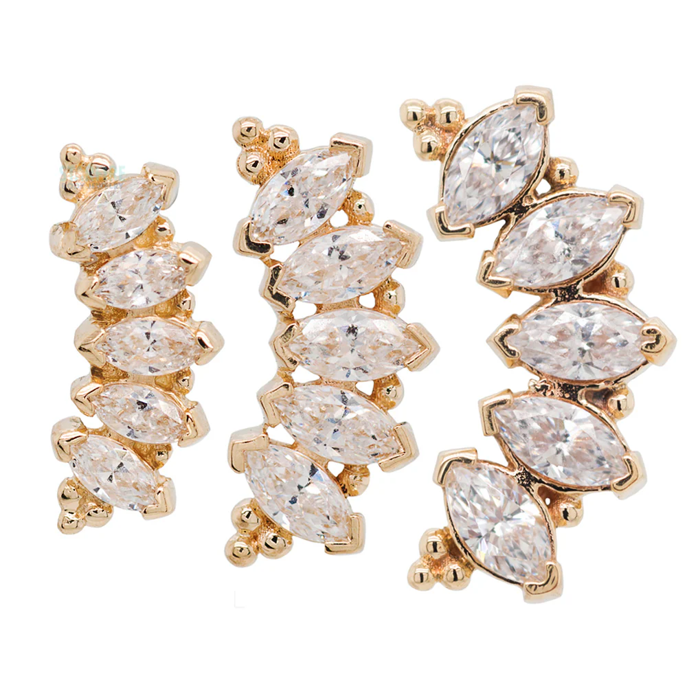 Marquise "Panaraya" Threaded End in Gold with White CZ's - Image 2