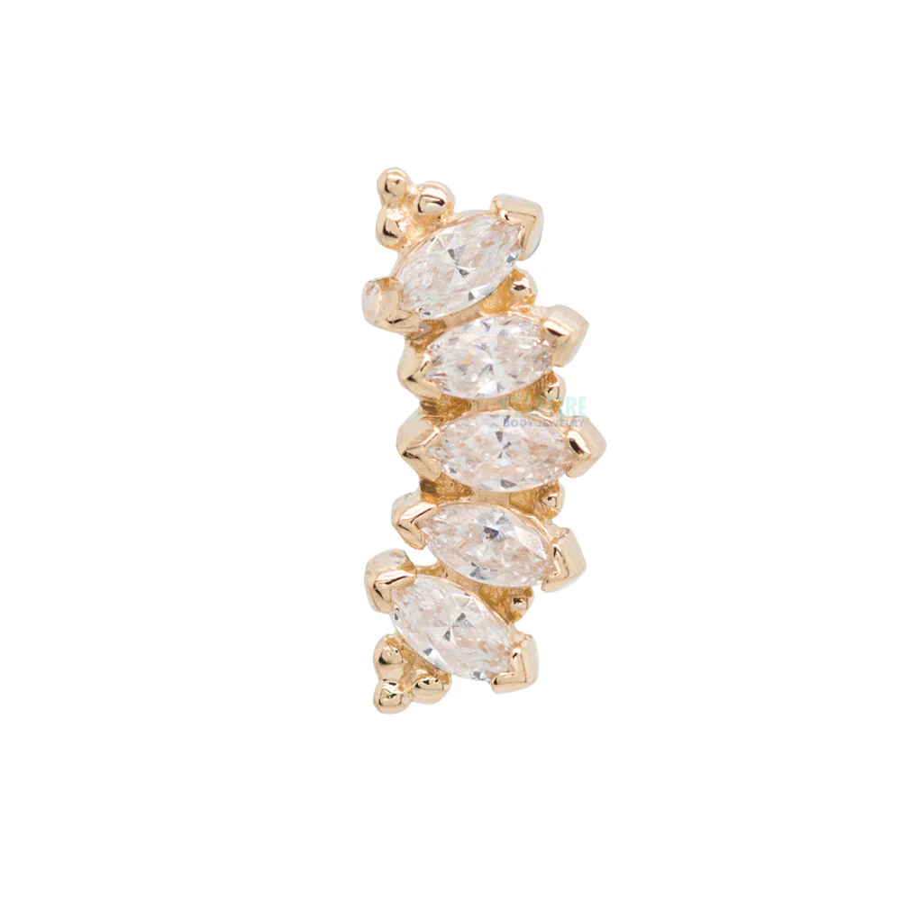 Marquise "Panaraya" Threaded End in Gold with White CZ's - Image 3