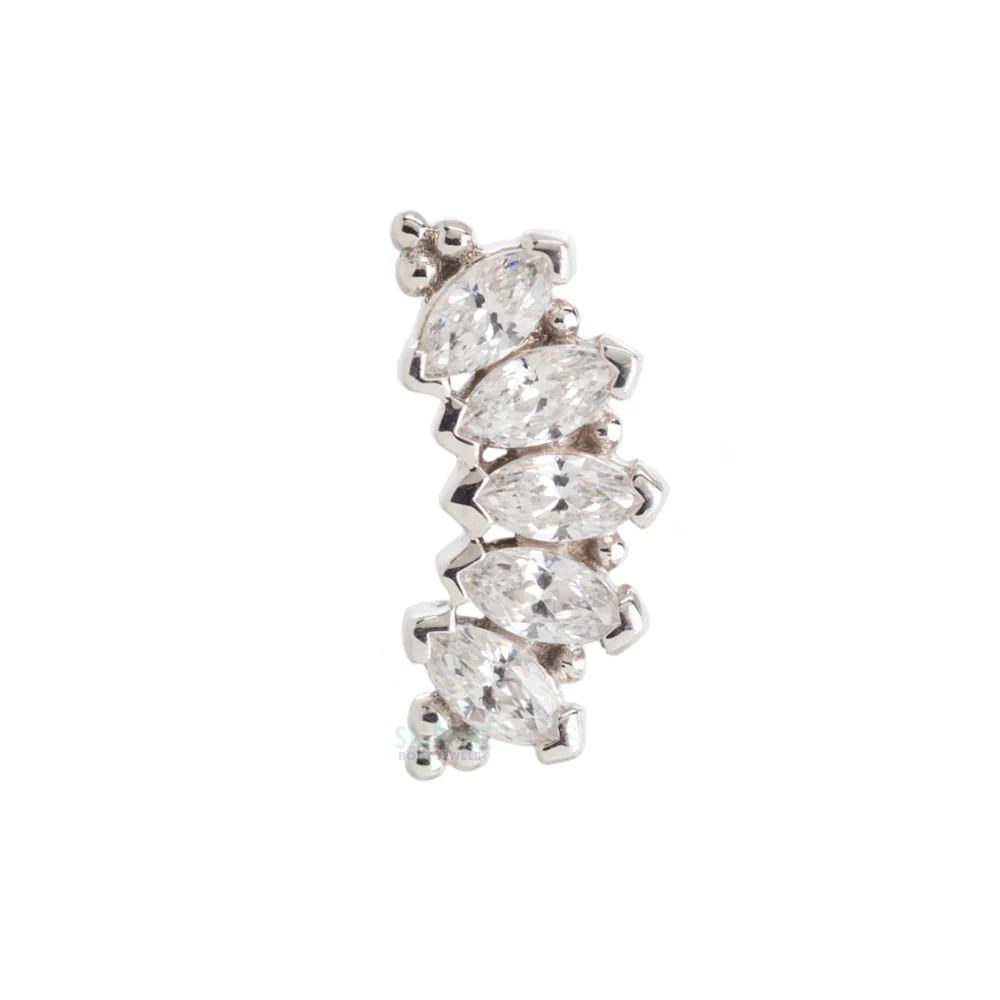 Marquise "Panaraya" Threaded End in Gold with White CZ's - Image 4