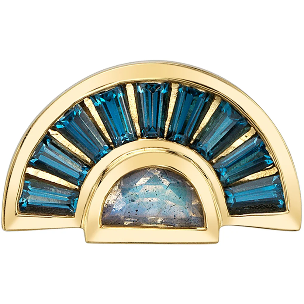 "Masaki" Threaded End in Gold & Platinum with London Blue Topaz & Faceted Labradorite
