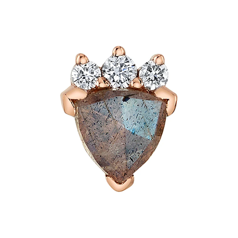 "Micol" Threaded End in Gold & Platinum with Rose Cut Labradorite & White Sapphires - Image 2