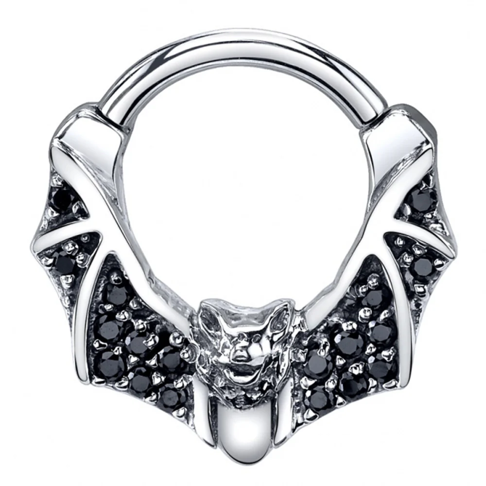 Micro Pave "Lilith" Hinge Ring in Gold with Black CZ's - Image 2