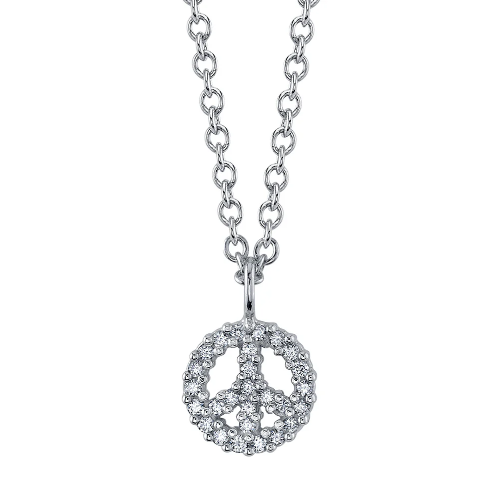 Micro Pave Peace Sign Necklace in Gold with DIAMONDS - Image 2