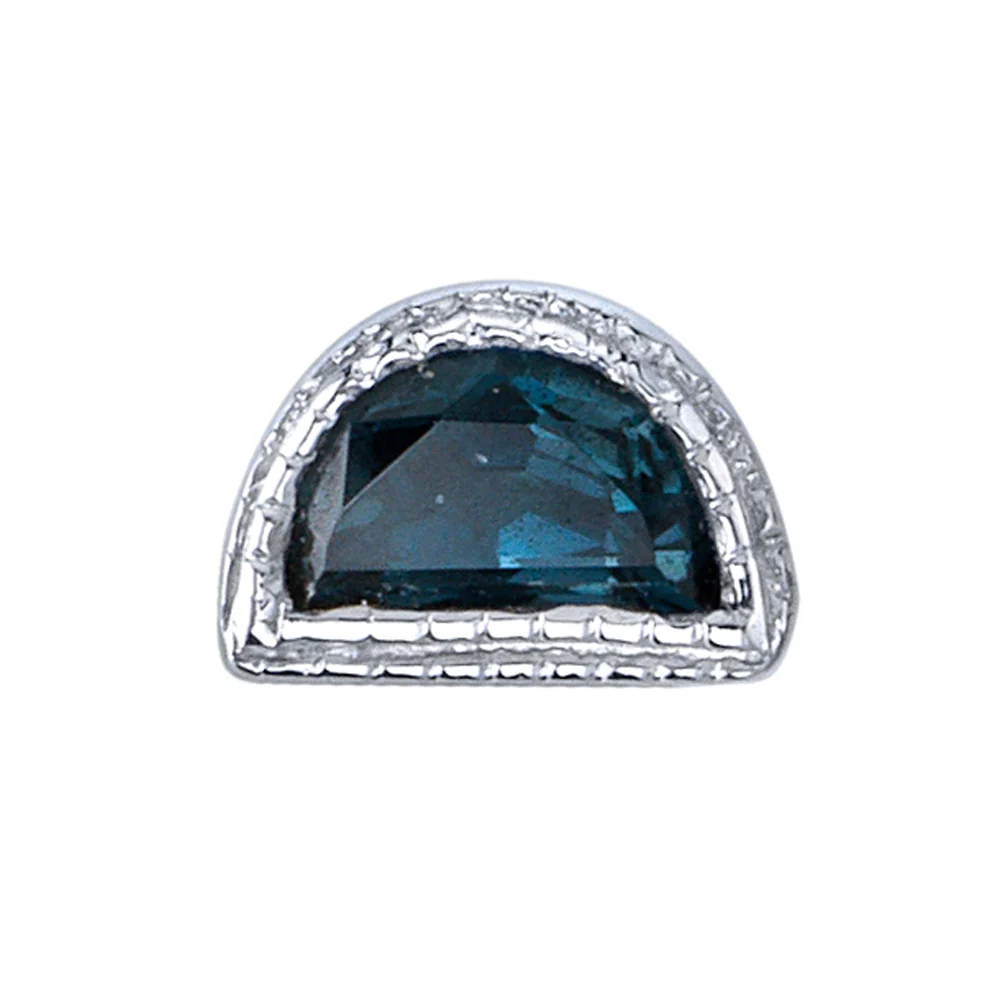 Milgrain Half Moon Threaded End in Gold with London Blue Topaz - Image 2
