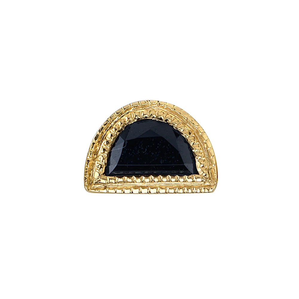 Milgrain Half Moon Threaded End in Gold with Onyx - Image 2