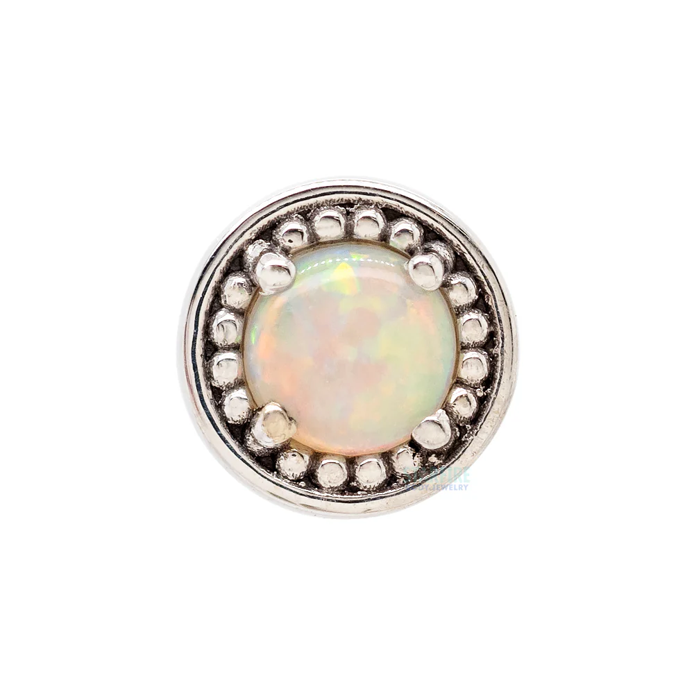 Milgrain Prong Nostril Screw in Gold with Genuine White Opal - Image 3