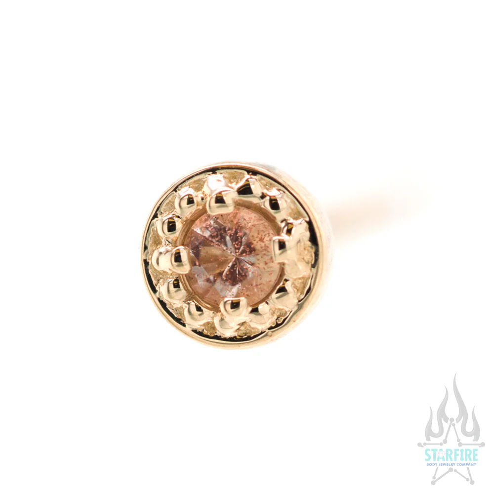 Milgrain Prong Nostril Screw in Gold with Oregon Sunstone - Image 3