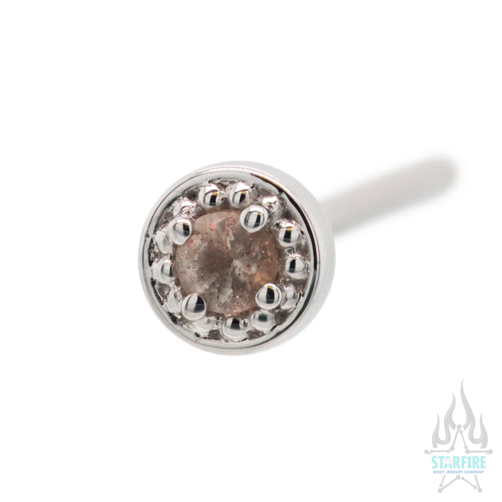 Milgrain Prong Nostril Screw in Gold with Oregon Sunstone - Image 4