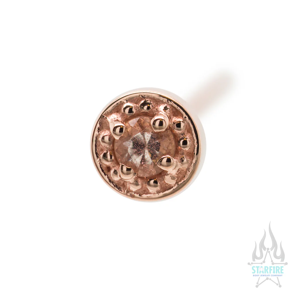 Milgrain Prong Nostril Screw in Gold with Oregon Sunstone - Image 5