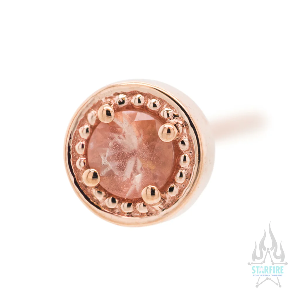 Milgrain Prong Nostril Screw in Gold with Oregon Sunstone - Image 7