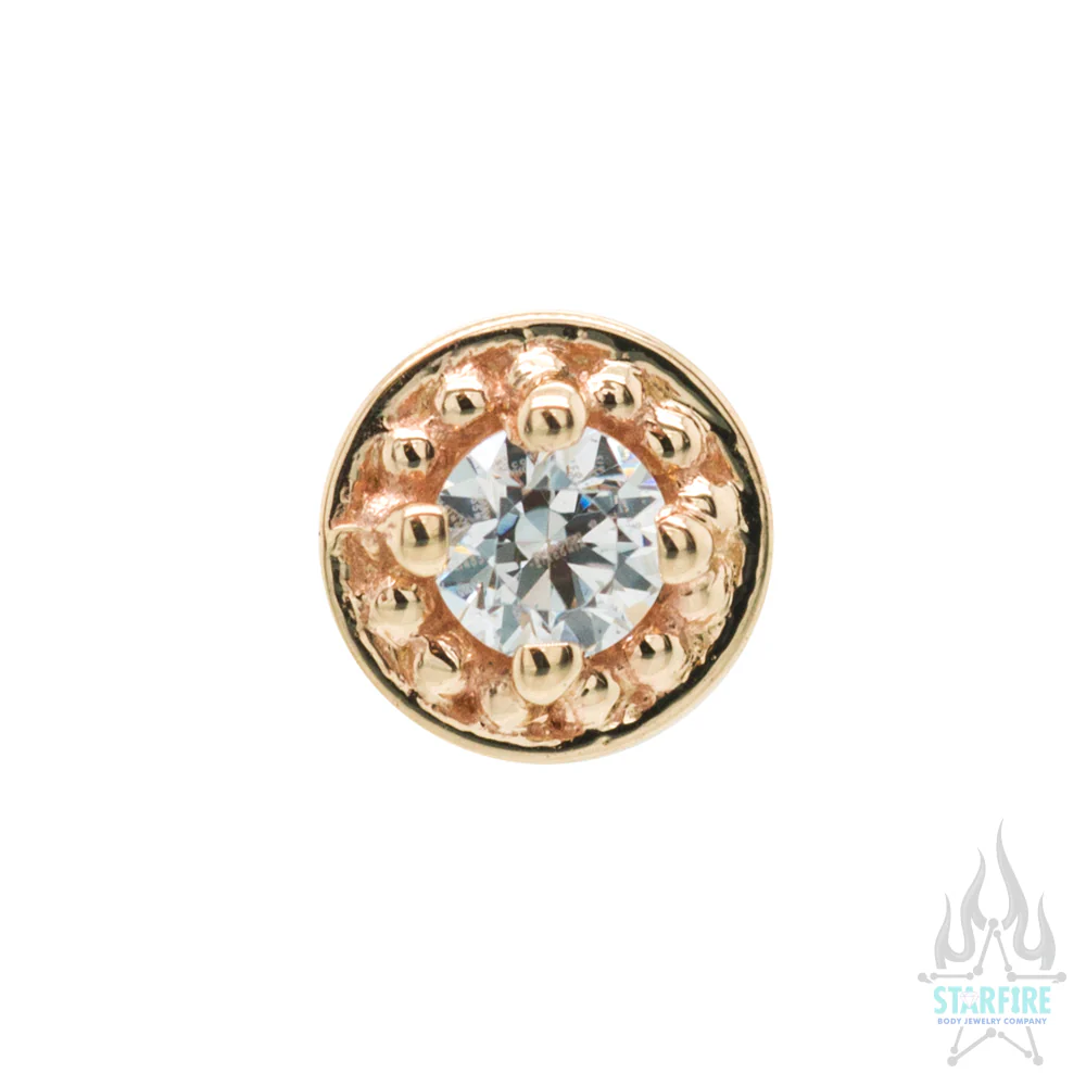 Milgrain Prong Nostril Screw in Gold with White CZ - Image 2