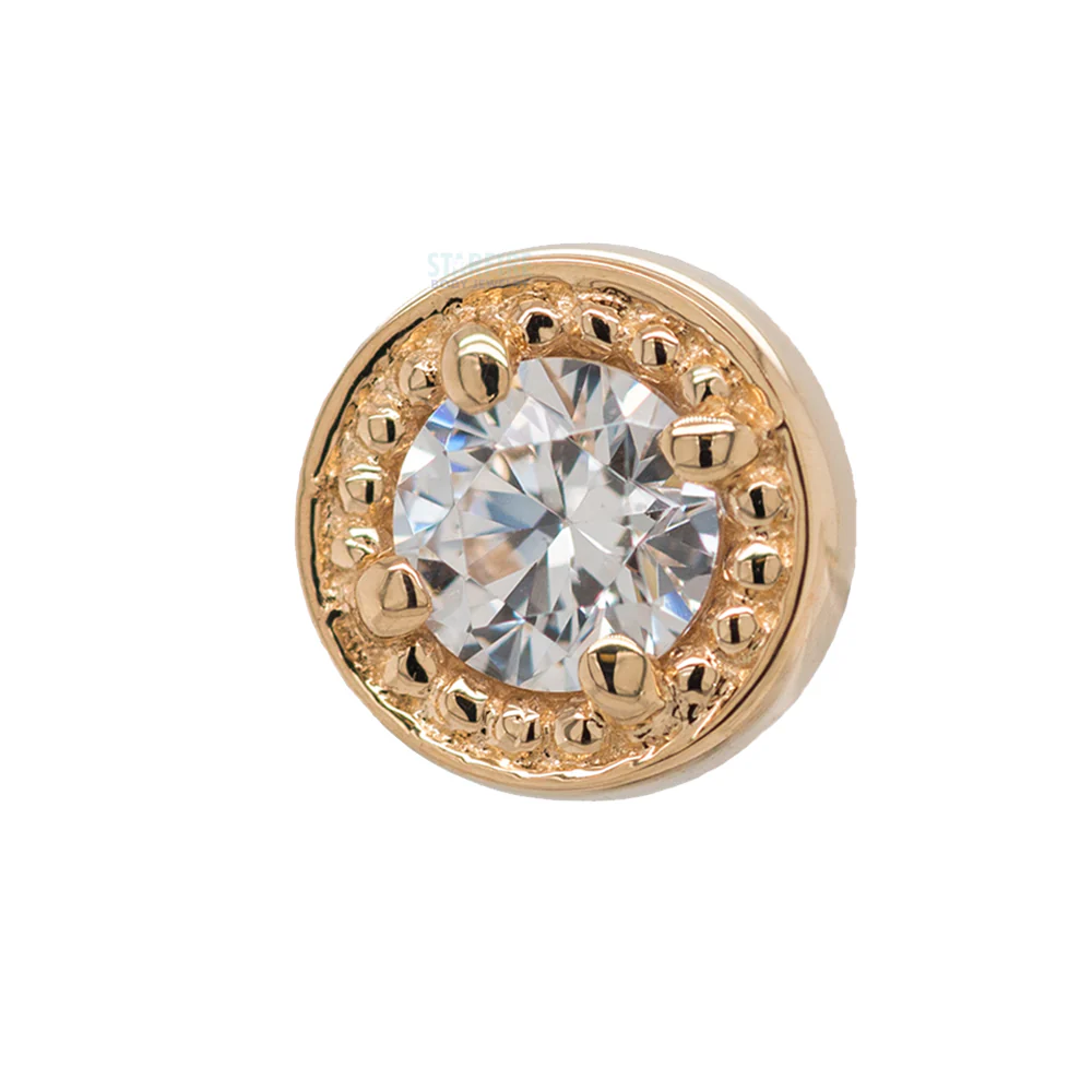 Milgrain Prong Threaded End in Gold with DIAMOND - Image 3