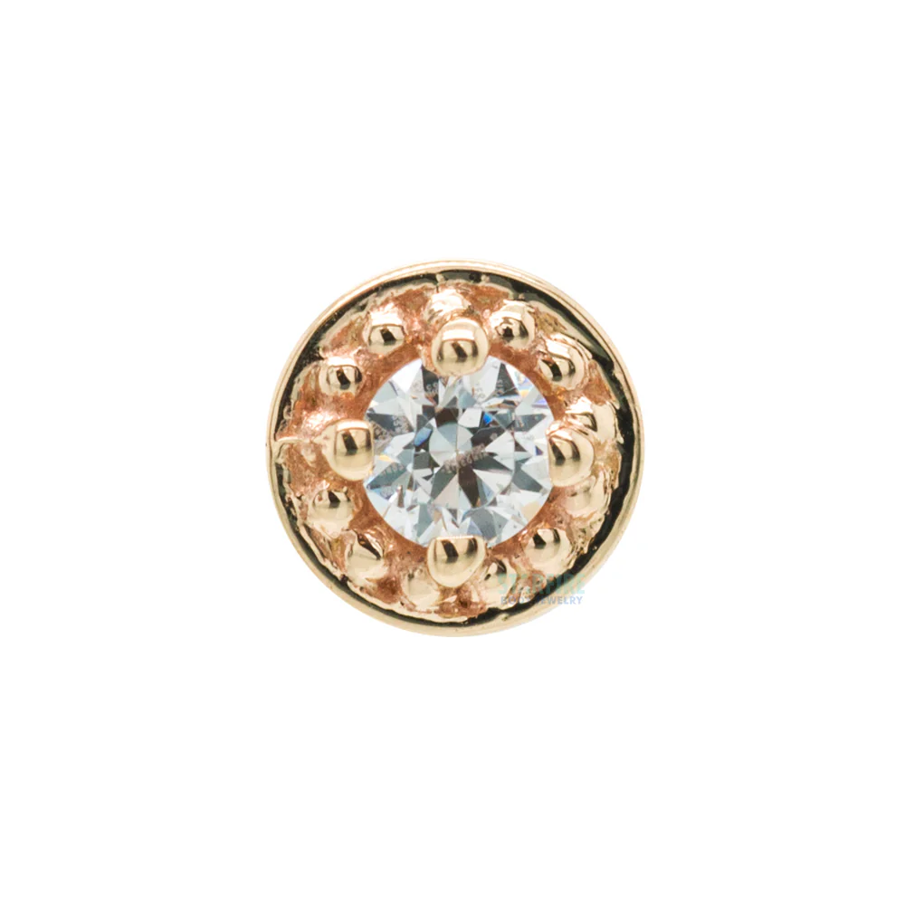 Milgrain Prong Threaded End in Gold with DIAMOND - Image 4
