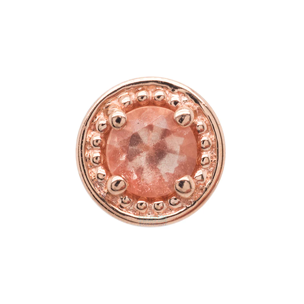 Milgrain Prong Threaded End in Gold with Oregon Sunstone - Image 7