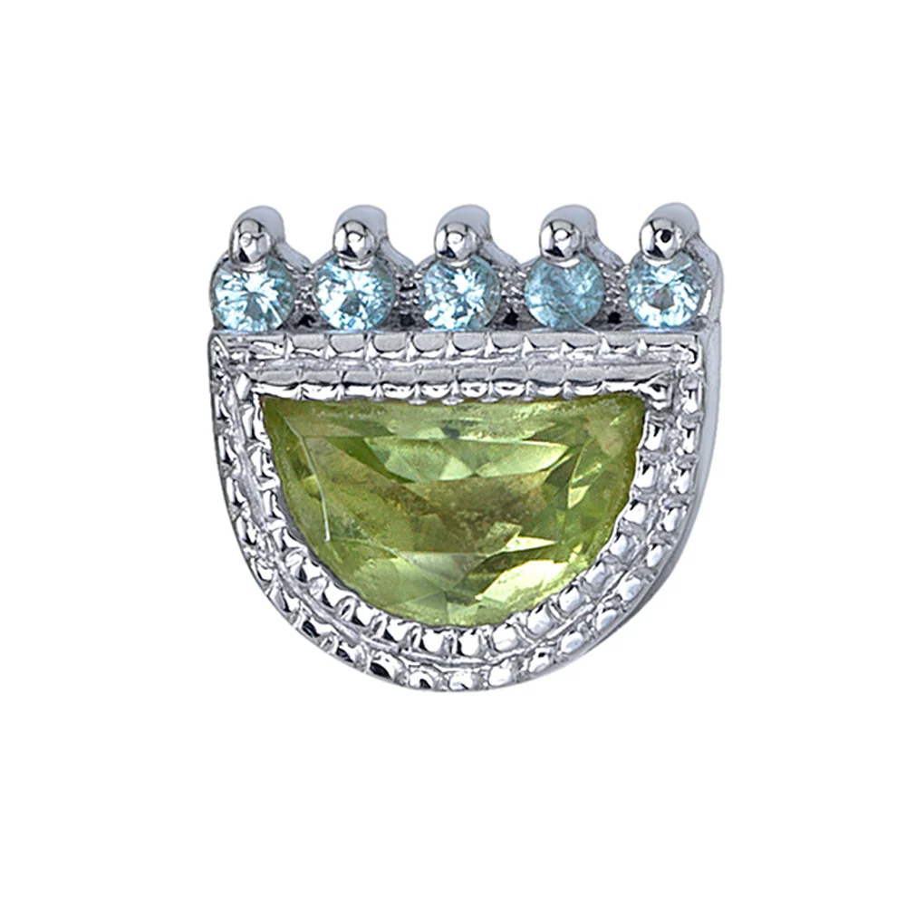"Milgrain Rhea" Threaded End in Gold with Peridot & Swiss Blue Topaz - Image 2