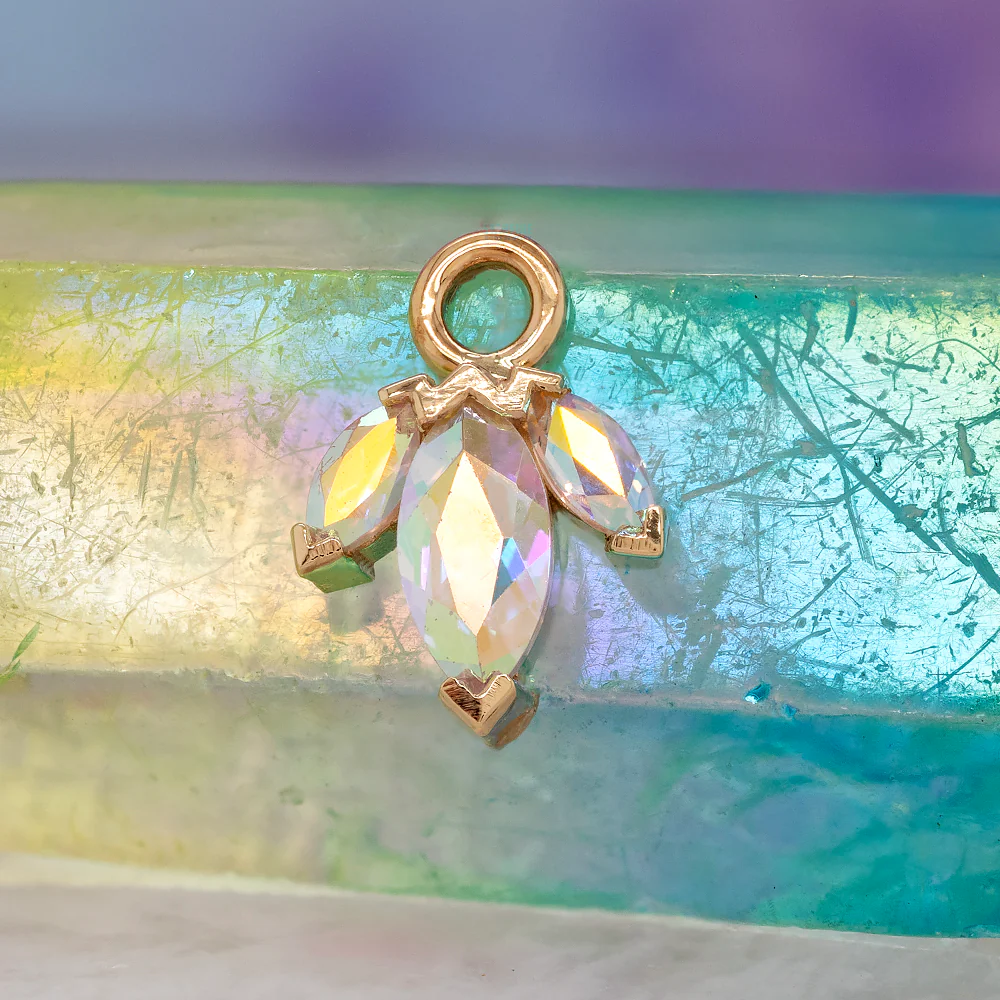 "Mini AJ" & "AJ" Charm in Gold with Mercury Mist Topaz - Image 2