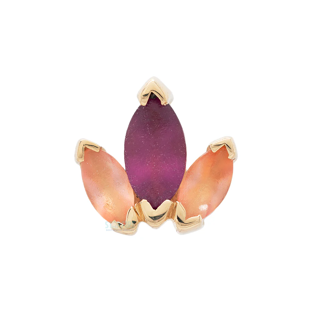 "Mini AJ" & "AJ" Threaded End in Gold with Sandblasted Peach Topaz & Rhodolite - Image 3