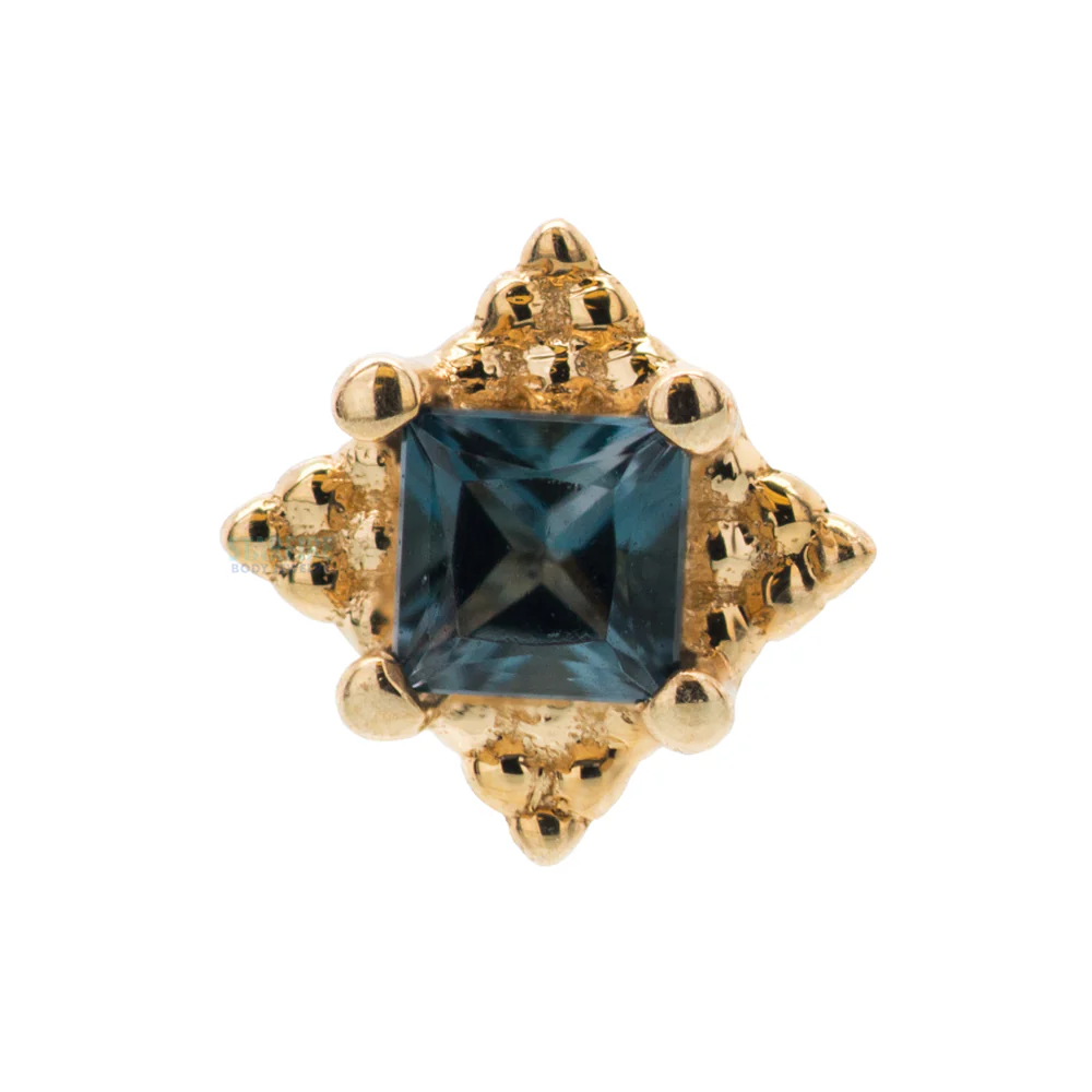 "Mini Kandy" Nostril Screw in Gold & Platinum with Princess-Cut London Blue Topaz - Image 3