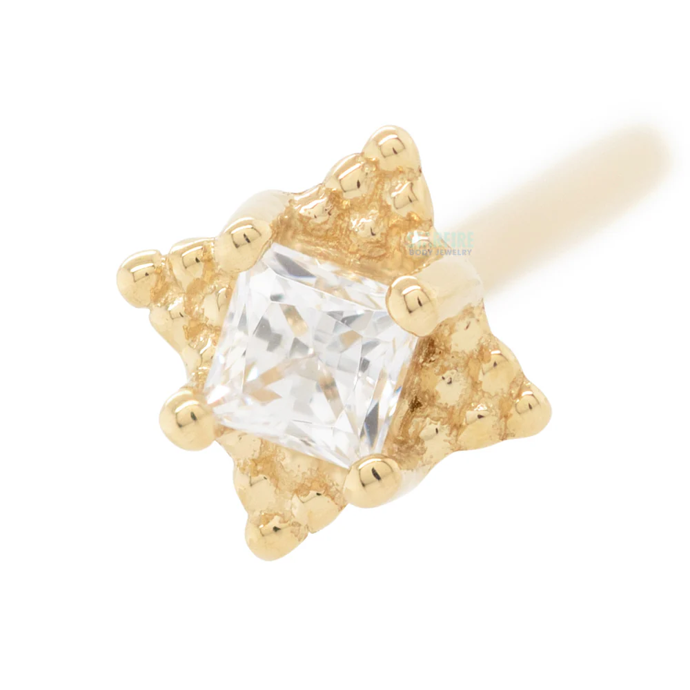 "Mini Kandy" Nostril Screw in Gold & Platinum with Princess-Cut White CZ