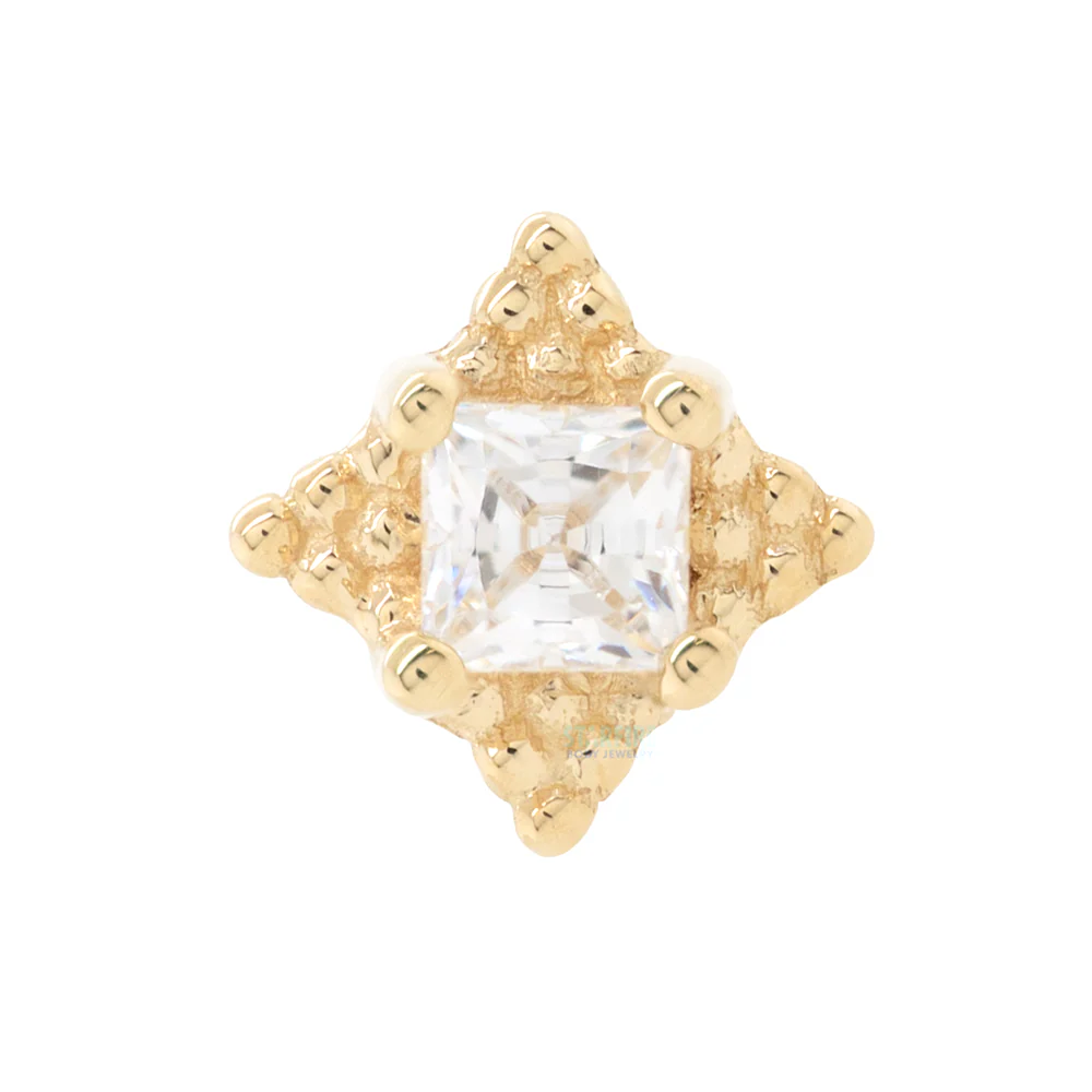 "Mini Kandy" Nostril Screw in Gold & Platinum with Princess-Cut White CZ - Image 3
