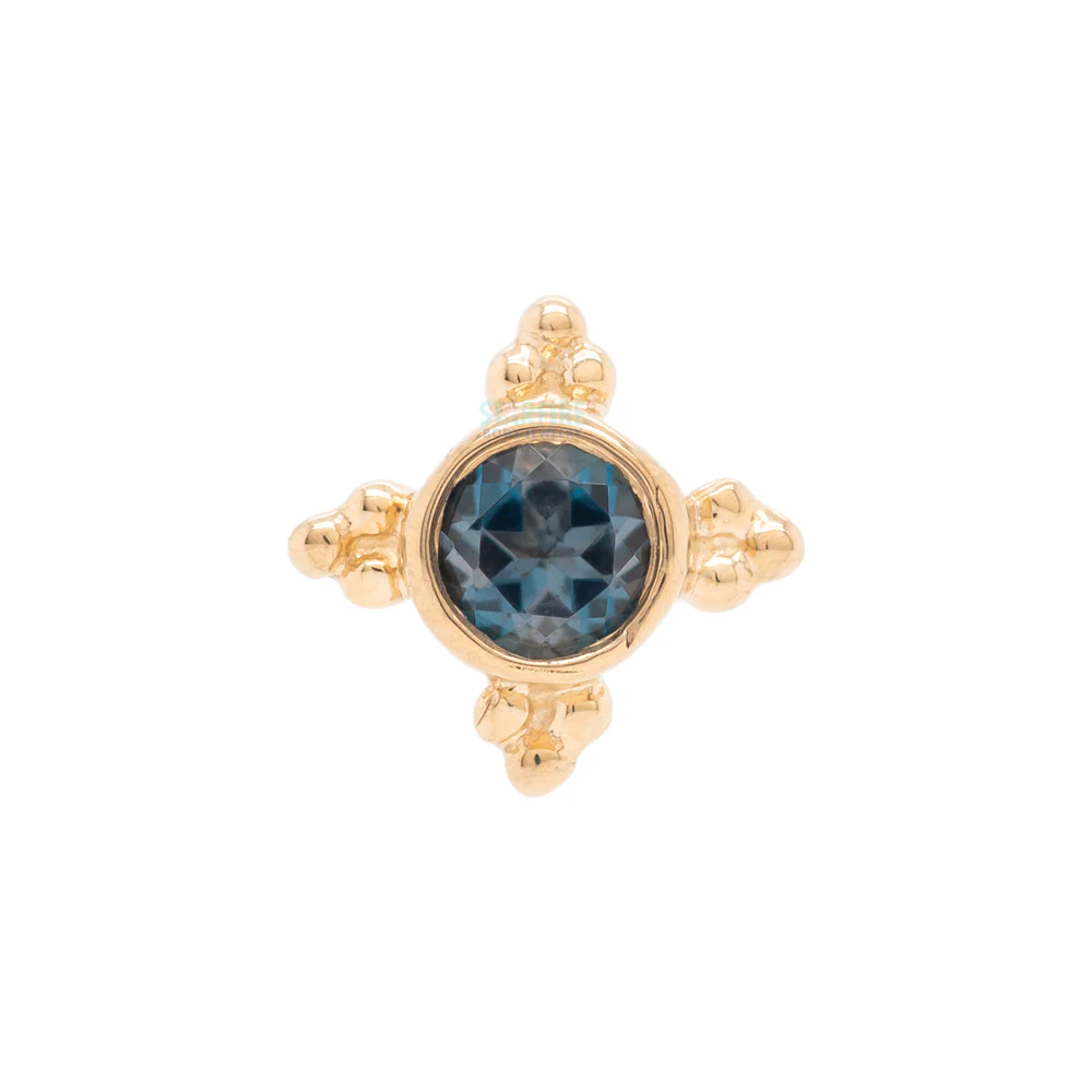 "Mini Kandy" Nostril Screw in Gold & Platinum with Round London Blue Topaz - Image 3