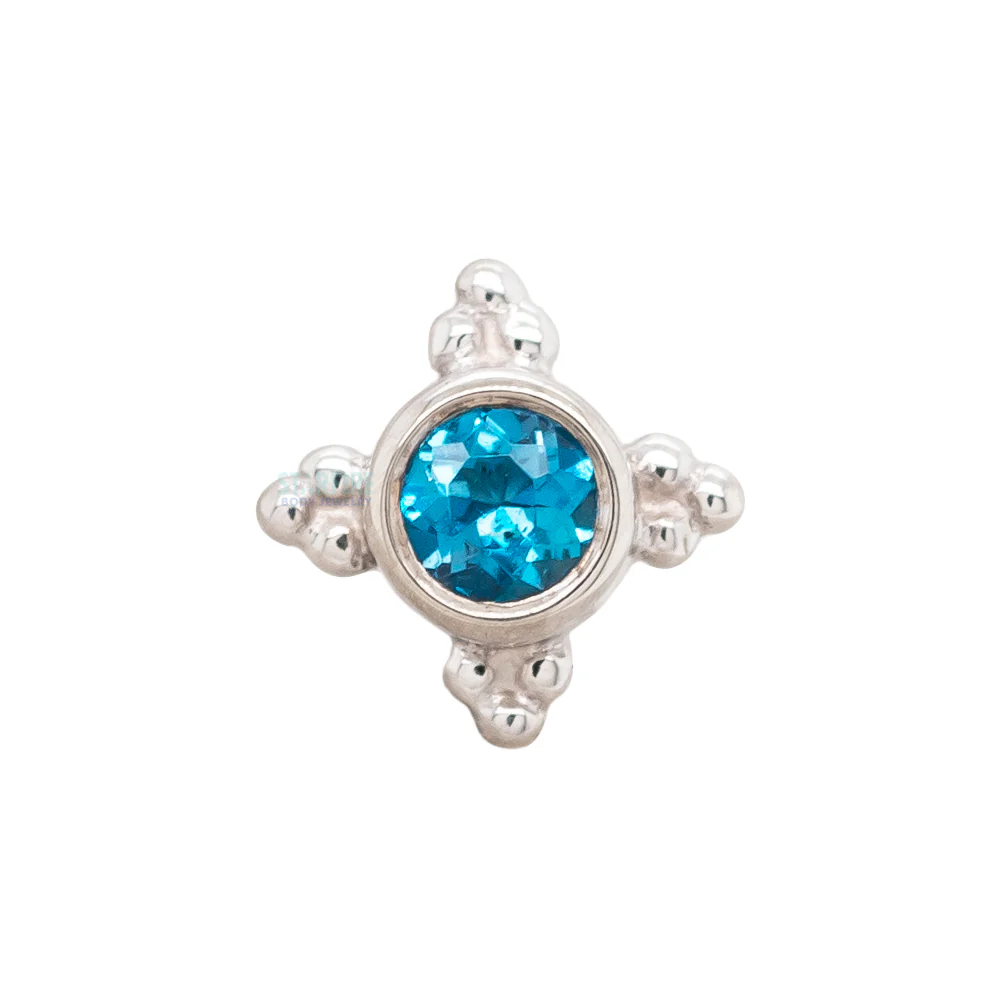 "Mini Kandy" Nostril Screw in Gold & Platinum with Round London Blue Topaz - Image 4