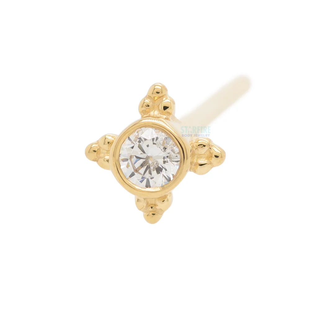 "Mini Kandy" Nostril Screw in Gold & Platinum with Round White CZ