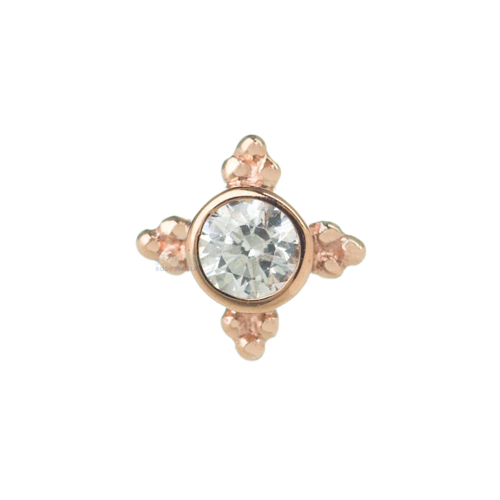 "Mini Kandy" Nostril Screw in Gold & Platinum with Round White CZ - Image 5