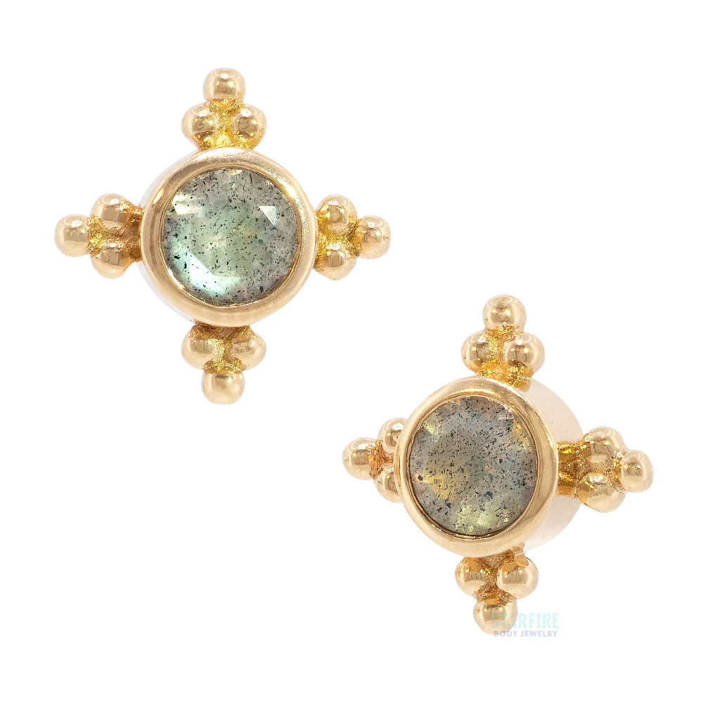 "Mini Kandy" Threaded End in Gold with Round Faceted Labradorite