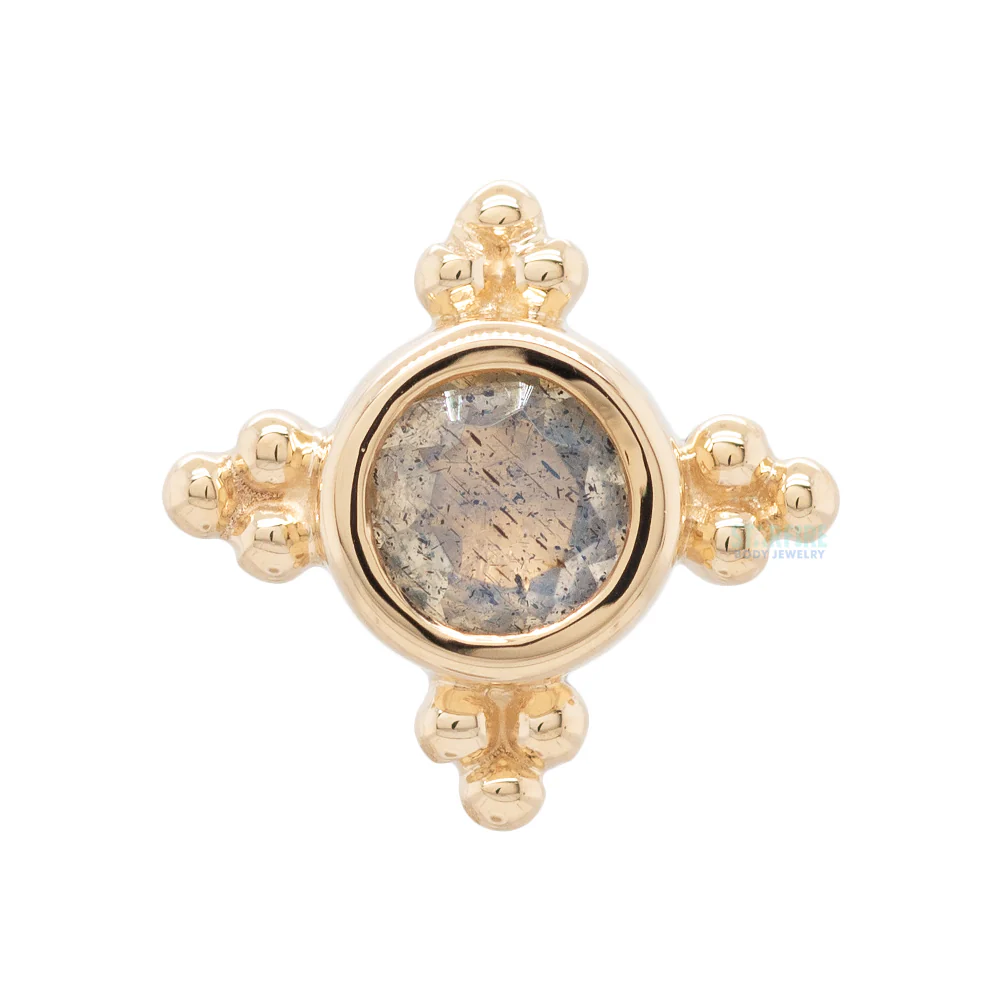 "Mini Kandy" Threaded End in Gold with Round Faceted Labradorite - Image 3