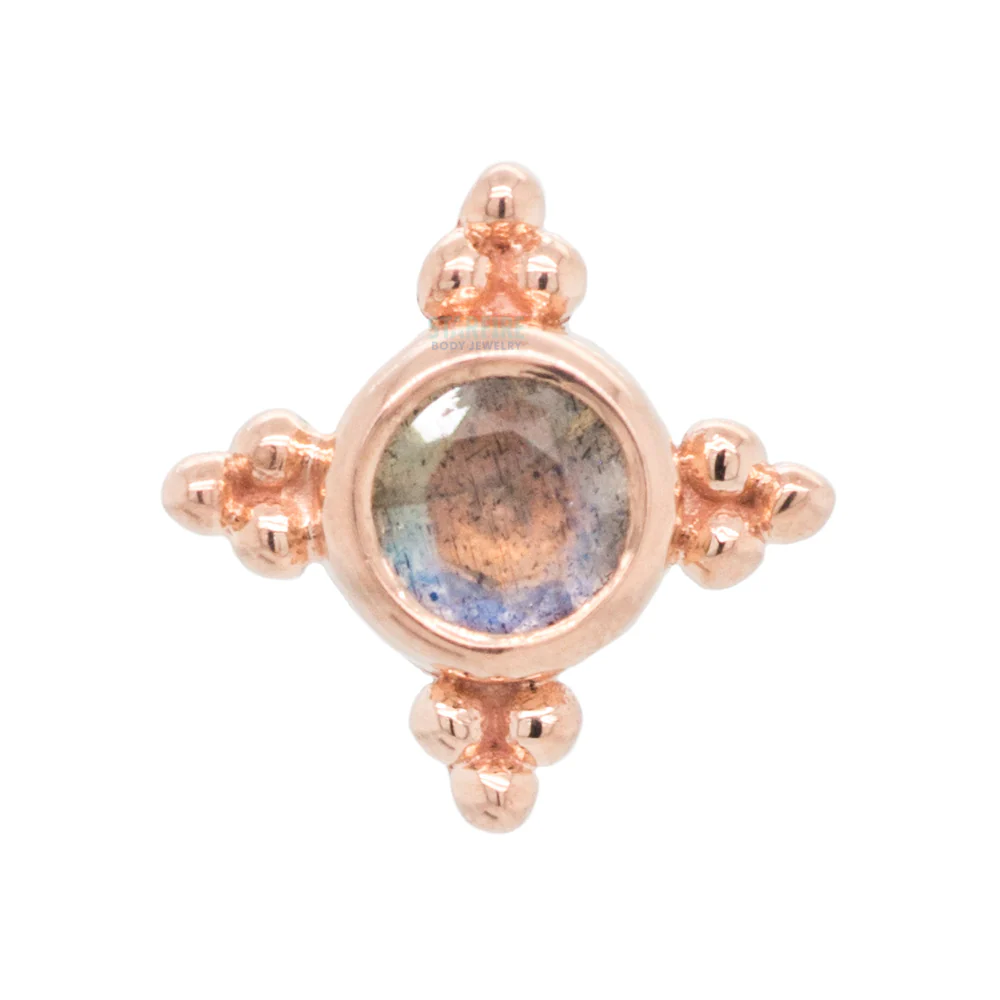 "Mini Kandy" Threaded End in Gold with Round Faceted Labradorite - Image 4