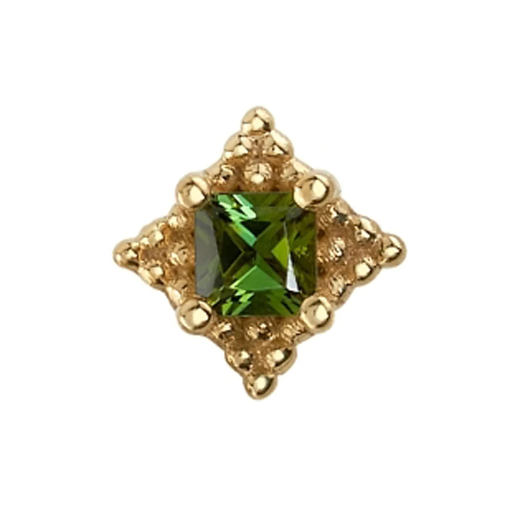 "Mini Kandy" Threaded End in Gold & Platinum with Princess-Cut Emerald - Image 2