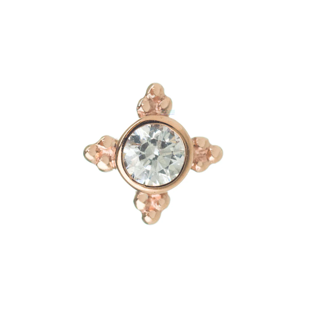 "Mini Kandy" Threaded End in Gold & Platinum with Round White CZ - Image 5