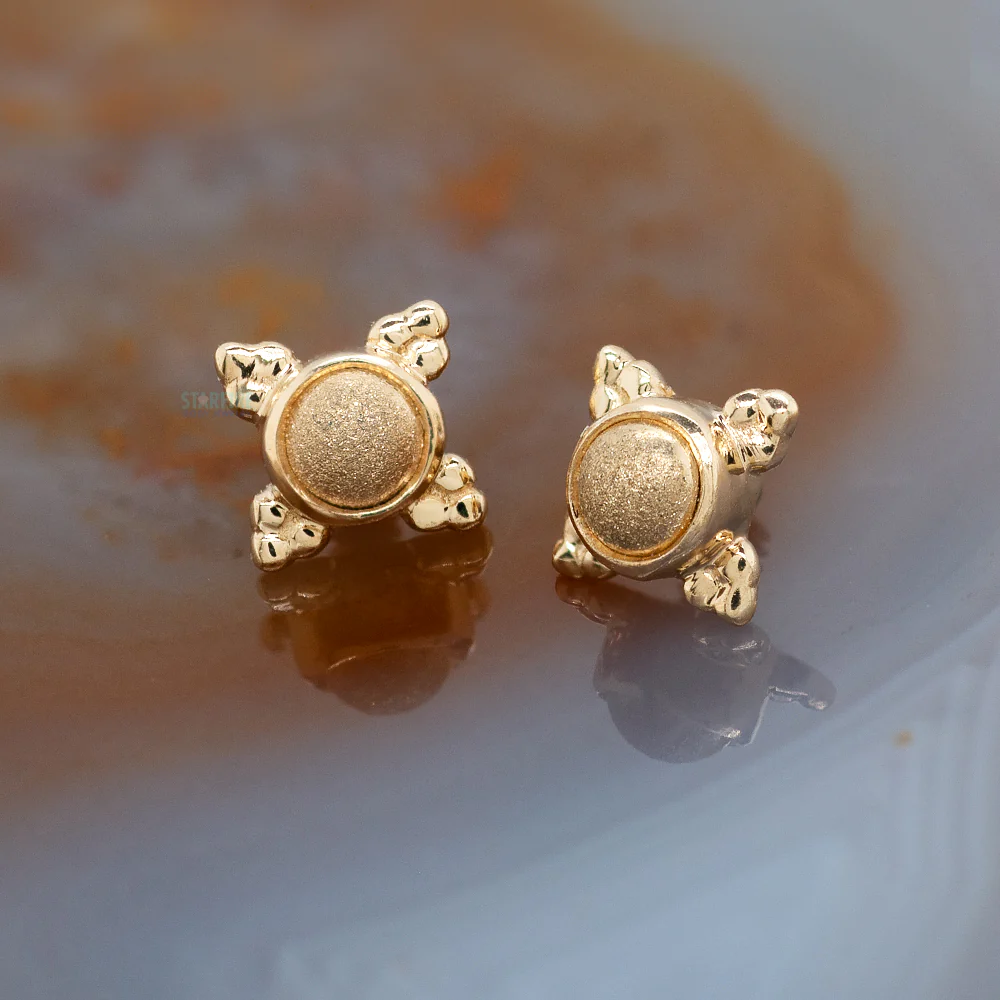 "Mini Kandy" Threaded End in Gold & Platinum with Sandblasted Gold Bead - Image 2